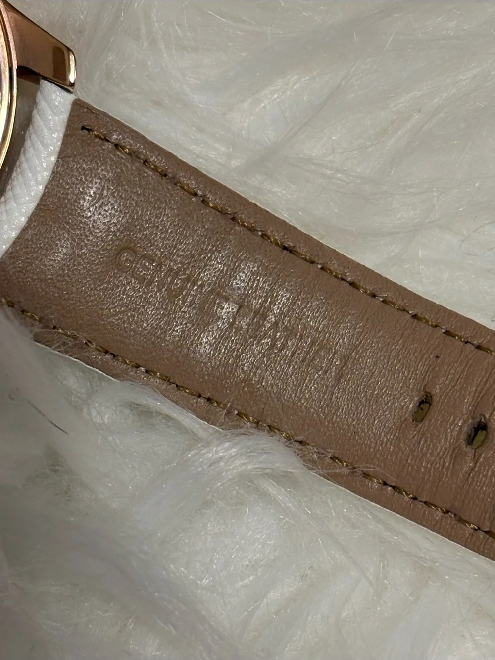 Michael Kors White Leather Strap Watch with Gold Case